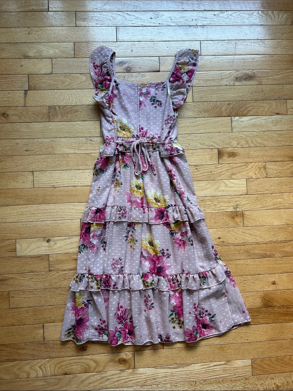 Speechless Mauve Pink Floral Ruffle Maxi Dress Kids 16